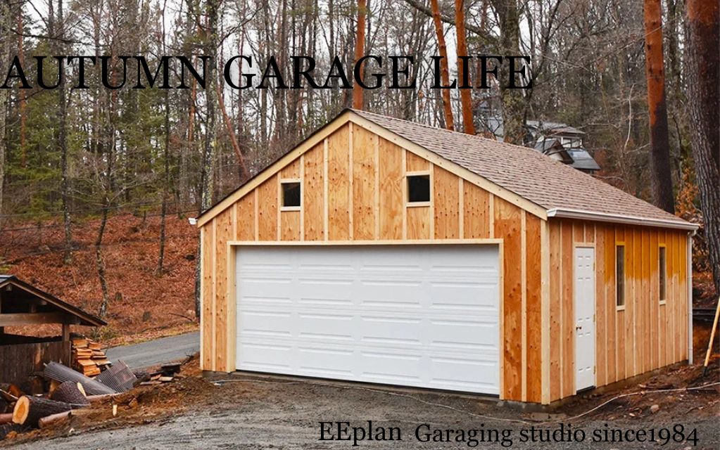 愛車と過ごす、木造ガレージの秋